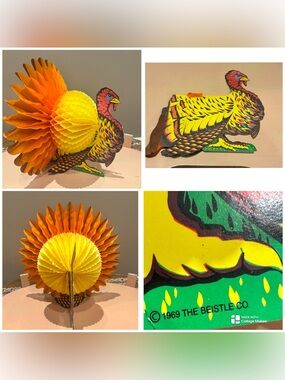 Vintage 1969 Beistle Honeycomb Thanksgiving Turkey Centerpiece